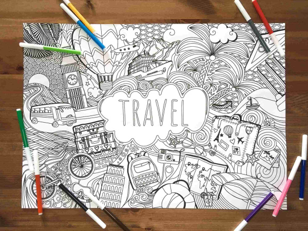 Раскраска-плакат «Travel» 