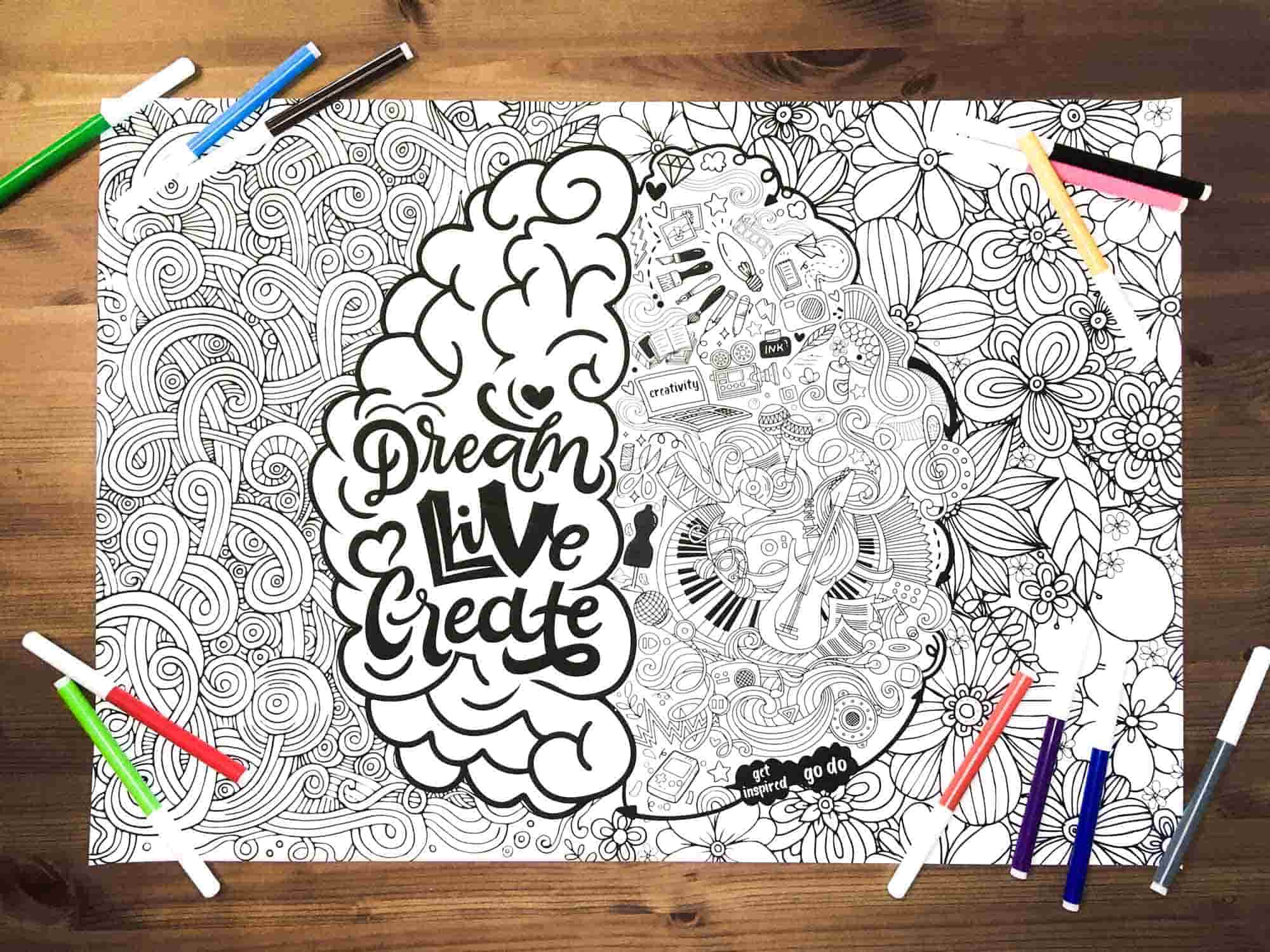 Раскраска-плакат «Dream Live Create» 